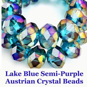 Lake Blue Semi-Purple Austrian Crystal Beads